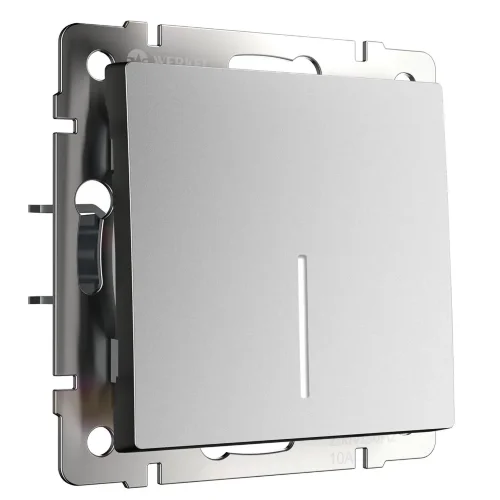 Выключатель одноклавишный с подсветкой (серебряный матовый) W1110165 - фото