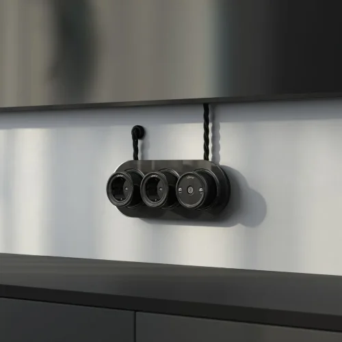 Втулка для вывода кабеля из стены 2 шт. черная ретро W6421108 - фото