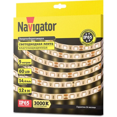Лента светодиодная 71 427 NLS-5050WW60-14.4 IP65 12B R5 14.4Вт/м (уп.5м) Navigator 71427 - фото 2
