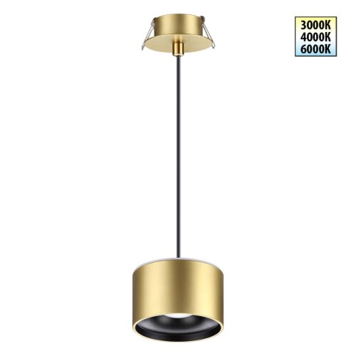 Светильник встраиваемый светодиодный с переключателем цветовой температуры, длина провода 2 метра «Novotech» 358966, серия: GIRO. Фото 1.