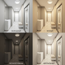 Накладной светильник, LED, 40W, IP 20, 3000K - 6500K, белый, металл, полимер, Denkirs DK6510-WH