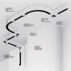 Шинопровод встраиваемый под ГКЛ 9,5 мм 2 м Levity (Черный)
