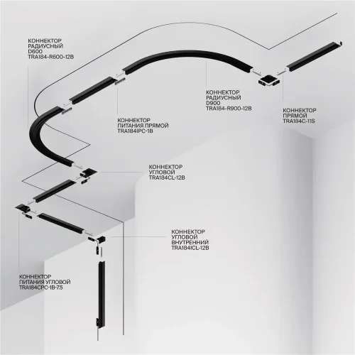 Шинопровод встраиваемый под ГКЛ 9,5 мм 2 м Levity (Черный) - фото 7
