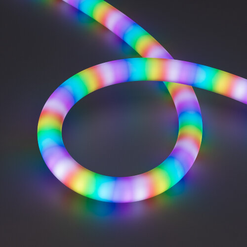 Светодиодная лента герметичная SPI MOONLIGHT-BLACK-SIDE-G180-D25mm 12V RGB-PX2 (21.6 W/m, IP65, 5m, wire x1) (Arlight, Вывод боковой, 3 года) 044974 - фото