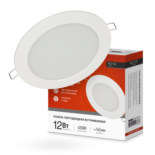 Панель светодиодная встраиваемая круглая RLP-VC 1240WH 12Вт 230В 4000К 960Лм 145мм белая IP40 IN HOME - Фото 2