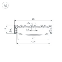 Профиль LINE-4510-2000 ANOD (Arlight, Алюминий) 049248