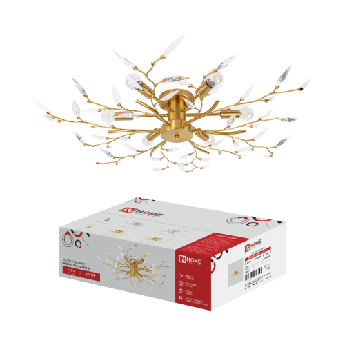 Люстра под лампу MODERN LORA-CL-6E14-GL 6хЕ14 золотой IN HOME - Фото