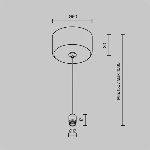 Тросовый подвес 1000мм с потолочной чашей для системы Shelf (Черный) - фото 5