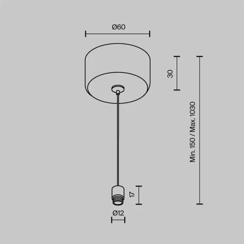 Тросовый подвес 1000мм с потолочной чашей для системы Shelf (Черный) - фото 5