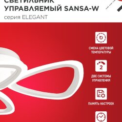 Люстра светодиодная ELEGANT SANSA-W 60Вт 230В 3000-6500K 4700Лм 600х400х75мм c пультом ДУ белый IN HOME