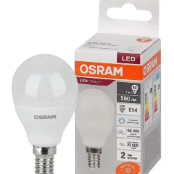 Лампа светодиодная LV 7SW/6500K (=60W) E14 | LED Value 2Y | Шарик | - OSRAM