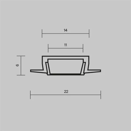 Алюминиевый профиль встраиваемый с накладным фланцем 22x6 (Черный, 2 м), ALM-004-B-2M 632010 (Черный) - фото 4