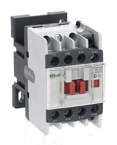 Контактор КМ-103 12А кат. 380В AC 1НО+1НЗ AC-3 DEKraft 22109DEK - фото