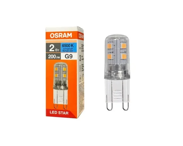 Лампа светодиодная 2W/6500K G9 220V | 200Lm d14x43 | - OSRAM. Фото 2