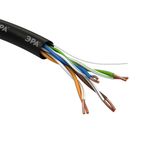 Кабель витая пара U/UTP кат.5E 4х2х24AWG solid CU PE Outdoor черн. (м) Эра Б0044431 - фото 3