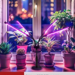 Светильник настольный на основании светодиодный СНО-Т2-ФИТО 4С40 красно-синий 40Вт 4 плафона, пульт на шнуре IN HOME