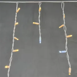 Гирлянда Бахрома 3,1 x 0,5 м Тепло-Белая с Мерцанием Белого Диода 220В, 120 LED, Провод Белый Каучук, IP65