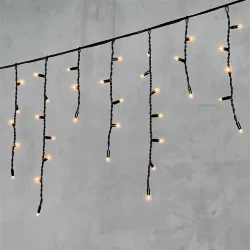 Гирлянда Бахрома 3,1 x 0,5 м Экстра Тепло-Белая 220В, 120 LED, Провод Черный Каучук, IP65