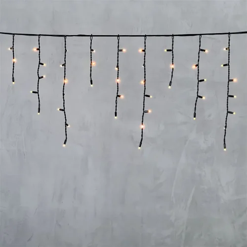 Гирлянда Бахрома 3,1 x 0,5 м Экстра Тепло-Белая 220В, 120 LED, Провод Черный Каучук, IP65. Фото 6.