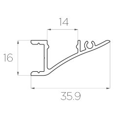 Профиль накладной алюминиевый для стен LC-NS-1636-2 Anod