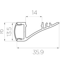 Профиль накладной алюминиевый для стен LC-NS-1636-2 Anod