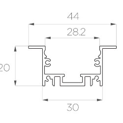 Профиль врезной алюминиевый LC-LPV-2044-2 Anod