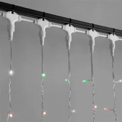 Гирлянда Занавес 2 x 2 м Разноцветный с Мерцанием Белого Диода 220В, 400 LED, Провод Прозрачный ПВХ, IP54