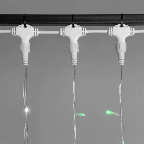 Гирлянда Занавес 2 x 2 м Разноцветный с Мерцанием Белого Диода 220В, 400 LED, Провод Прозрачный ПВХ, IP54. Фото 3.