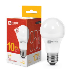 Лампа светодиодная LED-A60-VC 10Вт 230В Е27 3000К 950Лм IN HOME