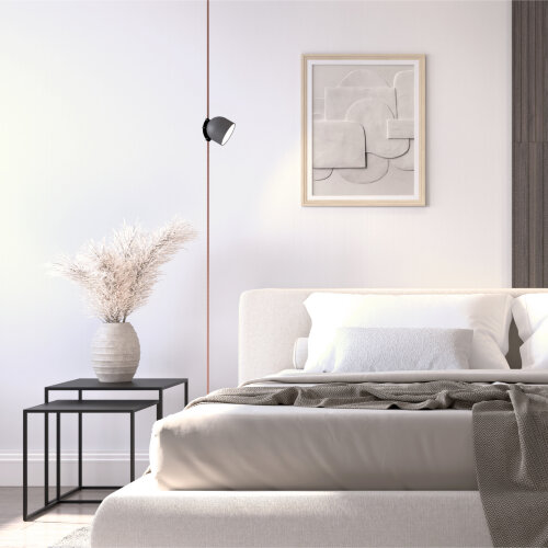 DK5542-BK Поворотный светильник для трека-ремня Belty, серия Spot, со светодиодом, D100*H107мм, 48V DC, 12W, RA90, 120°, 4000K, IP20, черный, алюминий. Фото 7