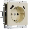 Розетка с заземлением, шторками и USB A+C (айвори акрил) W1171743 - фото