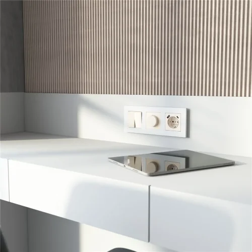 Розетка с заземлением, шторками и USB A+C (айвори акрил) W1171743 - фото 3