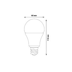 LED-A60-10W-NW-E27-FR-12-24V PLO55WH Лампа светодиодная, 12-24В, Форма A, матовая, Белый свет 4000K.