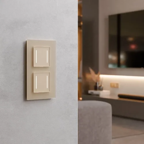 Сенсорный выключатель двухклавишный с подсветкой (шампань) W4522011 - фото 3