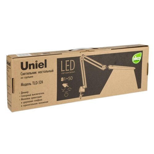 TLD-524 Black-8W-Светильник настольный на струбцине-LED-500Lm-4500K-Dimmer-Цвет-черный - фото 14