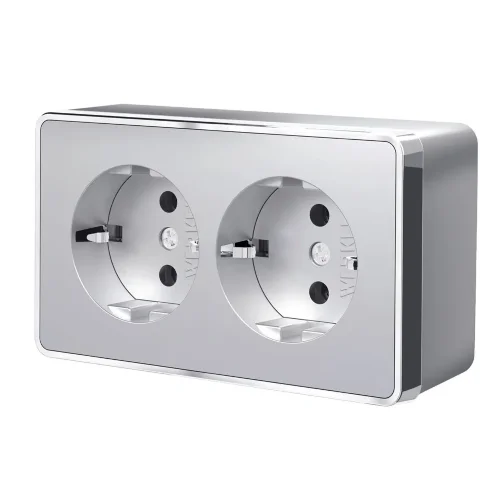 Розетка двойная с заземлением Gallant серебряный W5072106 - фото