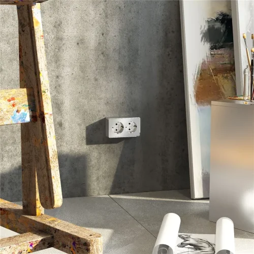 Розетка двойная с заземлением Gallant серебряный W5072106 - фото 2