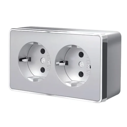 Розетка двойная с заземлением Gallant серебряный W5072106 - фото