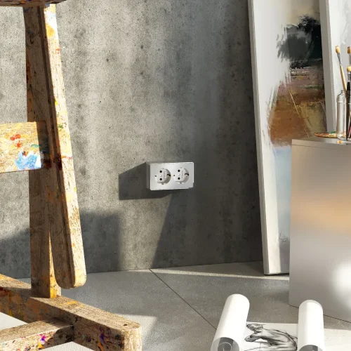 Розетка двойная с заземлением Gallant серебряный W5072106 - фото 2