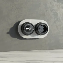 Переключатель/выключатель одноклавишный черный Ретро W5612008