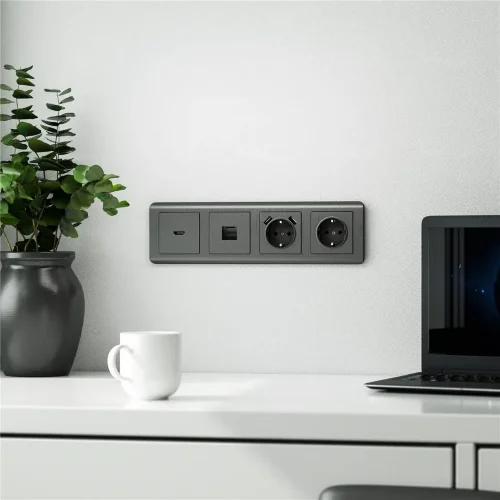 Рамка из поликарбоната на 4 поста Stream графит W0042104 - фото 3