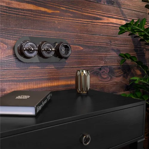 Выключатель на 4 положения двухклавишный коричневый ретро W5620014 - фото 4