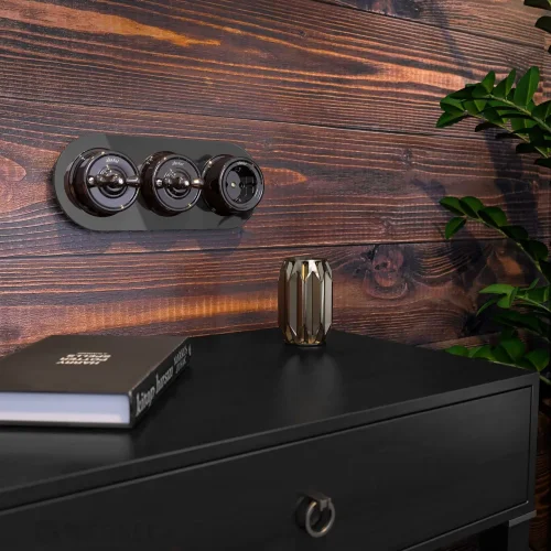 Выключатель на 4 положения двухклавишный коричневый ретро W5620014 - фото 4