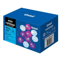 ULD-S0200-010-STB-2AA WHITE IP20 TANGLES-1 Гирлянда светодиодная Клубки, на батарейках 2AA не в-к, 2м, 10 светодиодов, Белый свет, Провод прозрачный, TM Uniel