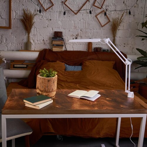 TLD-524 White-8W-Светильник настольный на струбцине-LED-500Lm-4500K-Dimmer-Цвет-белый - фото 10