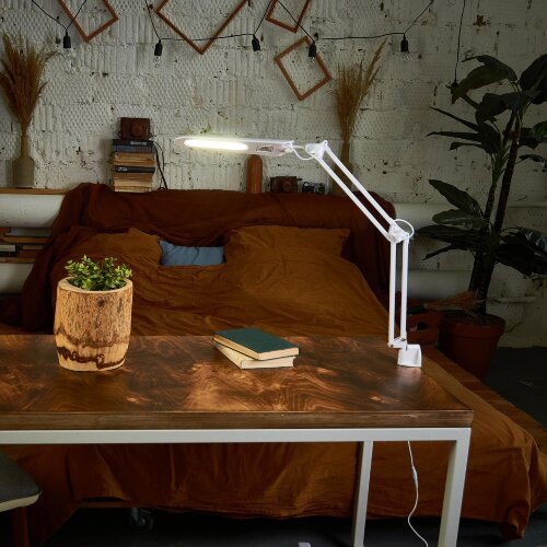 TLD-524 White-8W-Светильник настольный на струбцине-LED-500Lm-4500K-Dimmer-Цвет-белый - фото 11