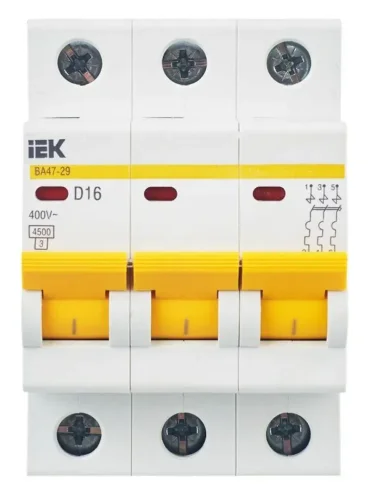 Выключатель автоматический модульный 3п D 16А 4.5кА ВА47-29 KARAT IEK MVA20-3-016-D - фото 3