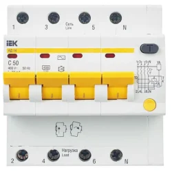 Выключатель автоматический дифференциального тока 4п C 50А 30мА тип AC 4.5кА АД-14 KARAT IEK MAD10-4-050-C-030