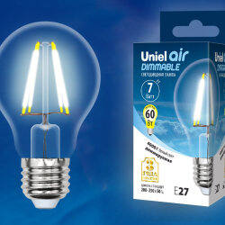 LED-A60-7W-NW-E27-CL-DIM GLA01TR Лампа светодиодная диммируемая, Форма A, прозрачная, Серия Air, Белый свет 4000K