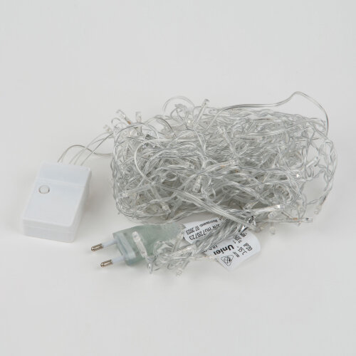 ULD-C1515-100-DTA WARM WHITE IP20 Занавес светодиодный, 1.5х1.5м, 100 светодиодов, Теплый белый свет, Провод прозрачный, TM Uniel - фото 6